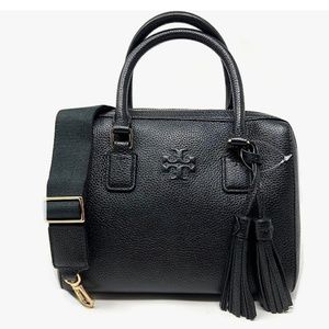 Tory Burch Thea Web Small Leather Satchel